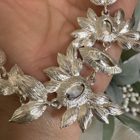 Silver Rhinestone Necklace Fashion Statement Women’s Formal Collar Adaptable - Picture 7 of 8